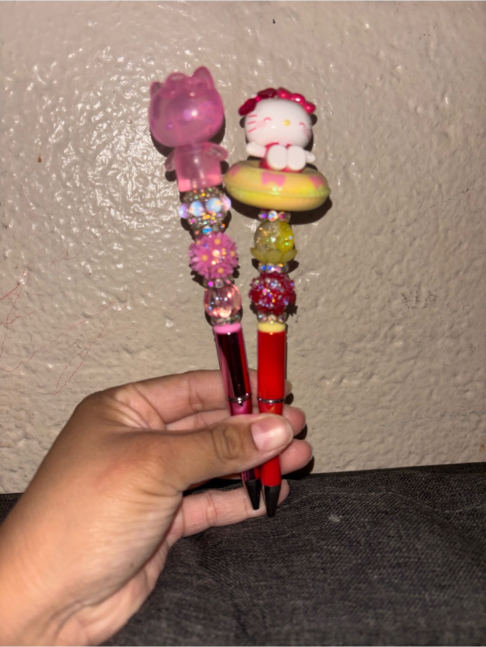 Hello Kitty Pink and Red Beaded Character Pens